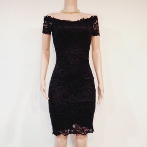 NIGHTWAY Black Lace Bodycon Vintage Gothic lace Sexy Dress Size 6